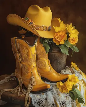 Yellow Cowgirl Still Life  – 8″x10″ Artwork in 11″x14″ Mat