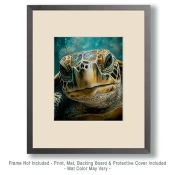Turtle Close-Up - Wildlife Wall Art Prints – 8″x10″ Artwork for 11″x14″ Frame