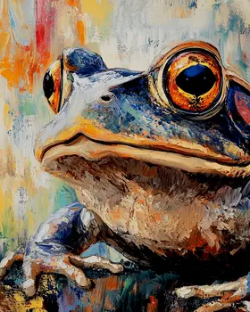 Pop Art Frog Face - Wildlife Wall Art Prints – 8″x10″ Artwork for 11″x14″ Frame