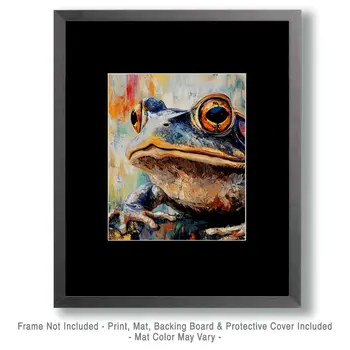 Pop Art Frog Face - Wildlife Wall Art Prints – 8″x10″ Artwork for 11″x14″ Frame
