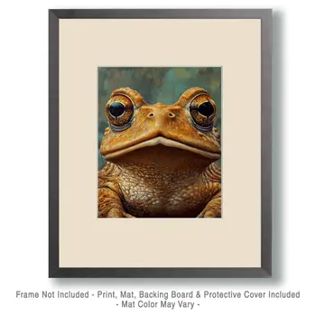 Frog Close-Up - Wildlife Wall Art Prints – 8″x10″ Artwork for 11″x14″ Frame