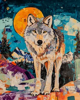 Wolf at Sunset - Wildlife Wall Art Prints – 8″x10″ Artwork for 11″x14″ Frame