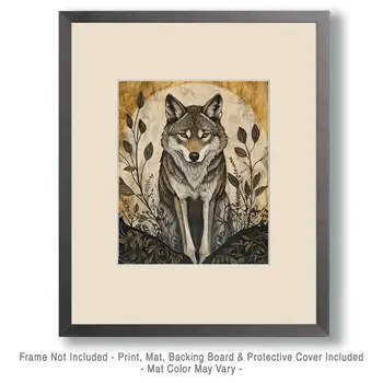 Rustic Wolf - Wildlife Wall Art Prints – 8″x10″ Artwork for 11″x14″ Frame