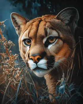 Serious Mountain Lion Portrait - Wildlife Wall Art Prints – 8″x10″ Artwork for 11″x14″ Frame