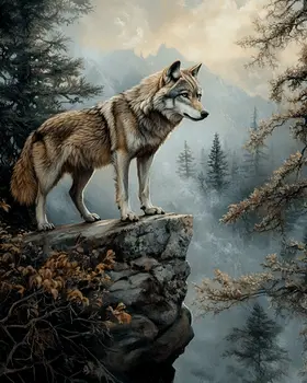 Wolf Overlook - Wildlife Wall Art Prints – 8″x10″ Artwork for 11″x14″ Frame