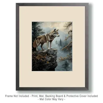 Wolf Overlook - Wildlife Wall Art Prints – 8″x10″ Artwork for 11″x14″ Frame