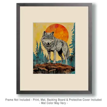 Wolf Poster - Wildlife Wall Art Prints – 8″x10″ Artwork for 11″x14″ Frame