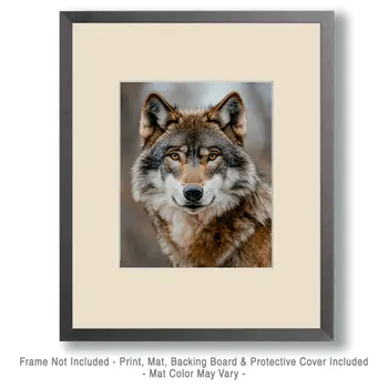 Wild Wolf Portrait - Wildlife Wall Art Prints – 8″x10″ Artwork for 11″x14″ Frame