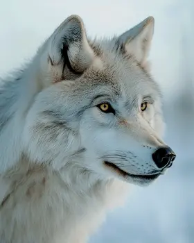 Intent White Wolf - Wildlife Wall Art Prints – 8″x10″ Artwork for 11″x14″ Frame