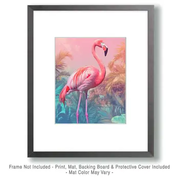 Classic Pink Flamingo - Wildlife Wall Art Prints – 8″x10″ Artwork for 11″x14″ Frame