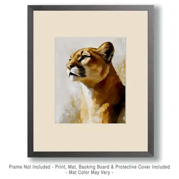 Proud Mountain Lion - Wildlife Wall Art Prints – 8″x10″ Artwork for 11″x14″ Frame