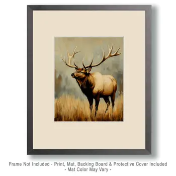 Classic Elk - Wildlife Wall Art Prints – 8″x10″ Artwork for 11″x14″ Frame