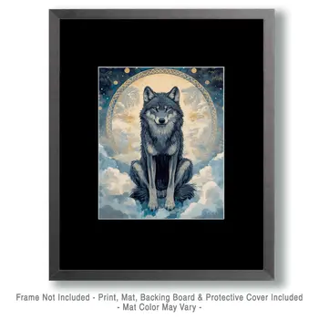 Celestial Wolf - Wildlife Wall Art Prints – 8″x10″ Artwork for 11″x14″ Frame