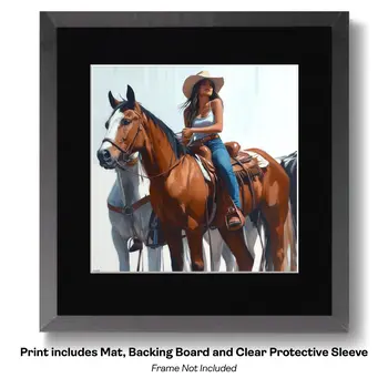 Female Western American Dream - Cowgirl Western Art Prints 8"x8" Artwork for 12"x12" Frame