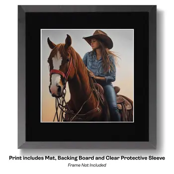 Cowboy in Shades of Brown - Cowboy Western Art Prints 8"x10" Artwork