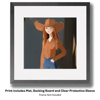 Cowgirl High-Art  - Cowgirl Western Art Prints  8"x8" Artwork for 12"x12" Frame
