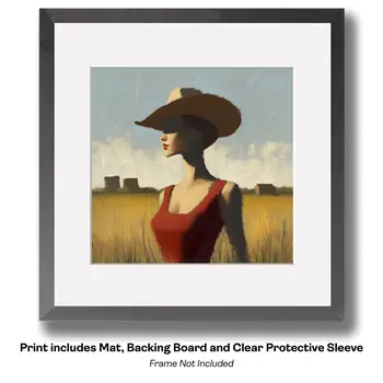 Cowgirl Impression - Cowgirl Western Art Prints  8"x 8" Artwork for 12"x12" Frame