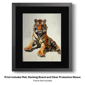 Tiger Stylized Painting  - Animal Kingdom Wall Art Prints, from Cute to Majestic – 8″x10″ Artwork for 11″x14″ Frame