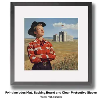 Female Western American Dream - Cowgirl Western Art Prints 8"x8" Artwork for 12"x12" Frame