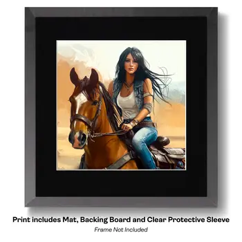 Cowgirl Country Star - Cowgirl Western Art Prints  8"x8" Artwork for 12"x12"  Frame