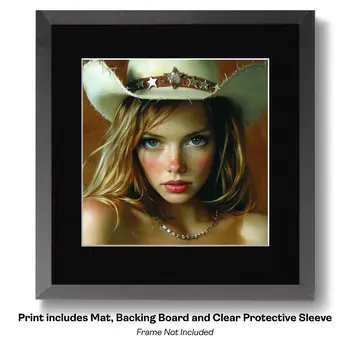 Female Western American Dream - Cowgirl Western Art Prints 8"x8" Artwork for 12"x12" Frame
