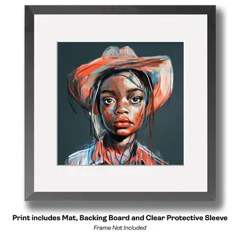 Female Western American Dream - Cowgirl Western Art Prints 8"x8" Artwork for 12"x12" Frame