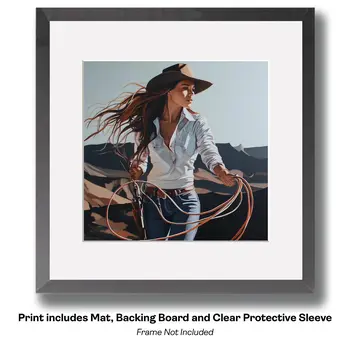 Female Western American Dream - Cowgirl Western Art Prints 8"x8" Artwork for 12"x12" Frame