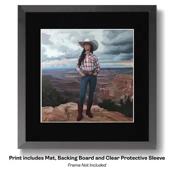 Female Western American Dream - Cowgirl Western Art Prints 8"x8" Artwork for 12"x12" Frame