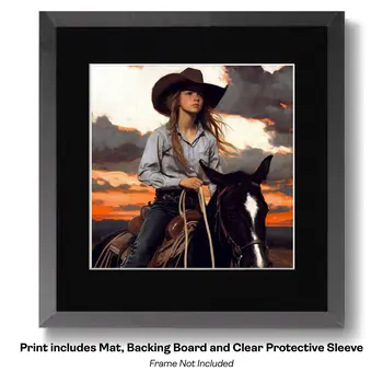 Cowboy in Shades of Brown - Cowboy Western Art Prints 8"x10" Artwork
