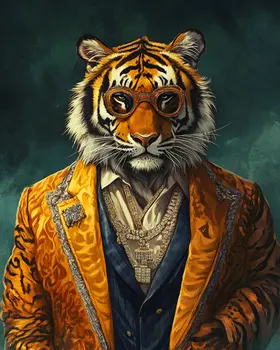 Hollywood Tiger - Animal Elite Wall Art Prints – 8″x10″ Artwork for 11″x14″ Frame