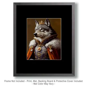 Wolf King - Animal Elite Wall Art Prints – 8″x10″ Artwork for 11″x14″ Frame