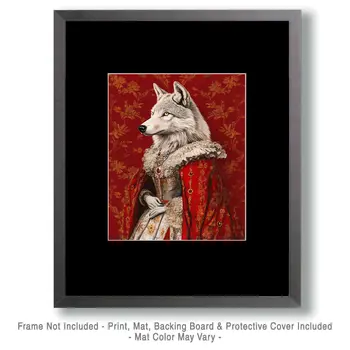 Wolf Royalty - Animal Elite Wall Art Prints – 8″x10″ Artwork for 11″x14″ Frame