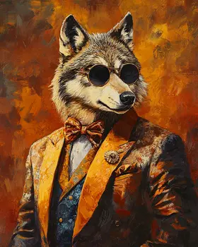 Hollywood Wolf - Animal Elite Wall Art Prints – 8″x10″ Artwork for 11″x14″ Frame
