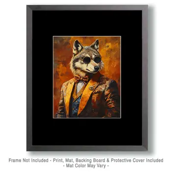 Hollywood Wolf - Animal Elite Wall Art Prints – 8″x10″ Artwork for 11″x14″ Frame