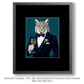 Executive Lynx - Animal Elite Wall Art Prints – 8″x10″ Artwork for 11″x14″ Frame
