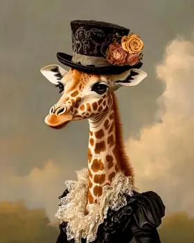 Miss Giraffe - Animal Elite Wall Art Prints – 8″x10″ Artwork for 11″x14″ Frame