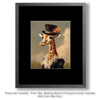 Miss Giraffe - Animal Elite Wall Art Prints – 8″x10″ Artwork for 11″x14″ Frame