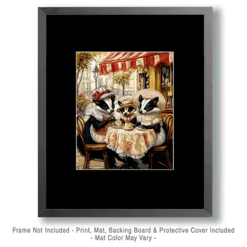 Skunk Family Brunch - Animal Elite Wall Art Prints – 8″x10″ Artwork for 11″x14″ Frame
