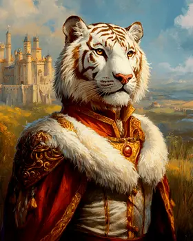 White Tiger King - Animal Elite Wall Art Prints – 8″x10″ Artwork for 11″x14″ Frame