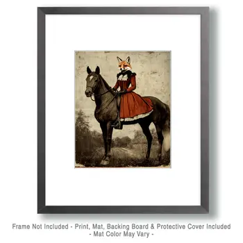 Young Fox on Horse - Animal Elite Wall Art Prints – 8″x10″ Artwork for 11″x14″ Frame