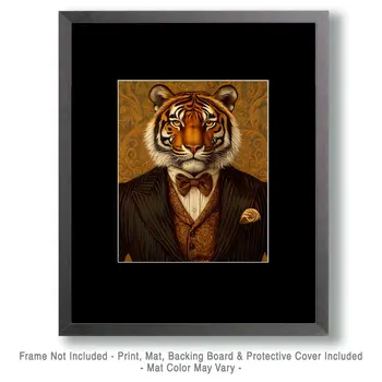 Executive Tiger - Animal Elite Wall Art Prints – 8″x10″ Artwork for 11″x14″ Frame