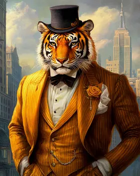 Businessman Tiger - Animal Elite Wall Art Prints – 8″x10″ Artwork for 11″x14″ Frame
