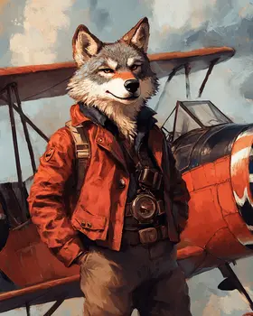 Pilot Wolf - Animal Elite Wall Art Prints – 8″x10″ Artwork for 11″x14″ Frame