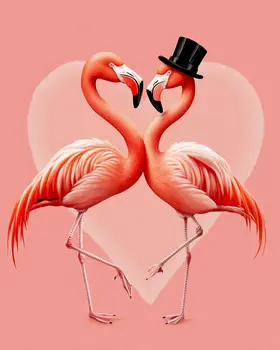 Flamingo Heart - Animal Elite Wall Art Prints – 8″x10″ Artwork for 11″x14″ Frame
