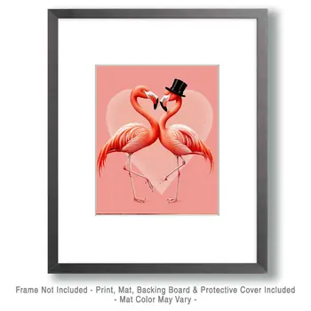 Flamingo Heart - Animal Elite Wall Art Prints – 8″x10″ Artwork for 11″x14″ Frame