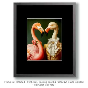 Flamingo Friends - Animal Elite Wall Art Prints – 8″x10″ Artwork for 11″x14″ Frame