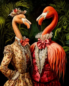 Flamingo Couple - Animal Elite Wall Art Prints – 8″x10″ Artwork for 11″x14″ Frame