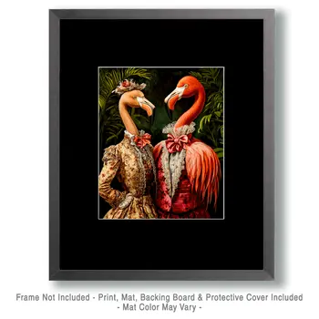 Flamingo Couple - Animal Elite Wall Art Prints – 8″x10″ Artwork for 11″x14″ Frame