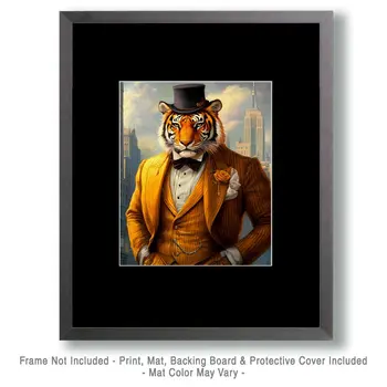 Businessman Tiger - Animal Elite Wall Art Prints – 8″x10″ Artwork for 11″x14″ Frame