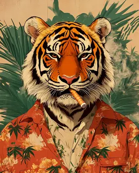 Smoking Tiger - Animal Elite Wall Art Prints – 8″x10″ Artwork for 11″x14″ Frame